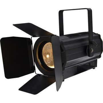Proyector lente PC (plano convexa) LED COB 160W 3200K Zoom motorizado con visera